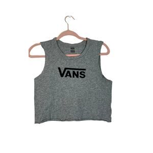 Vans Gray Sleeveless Muscle Scoop Neck Cropped Tank Top Size Small